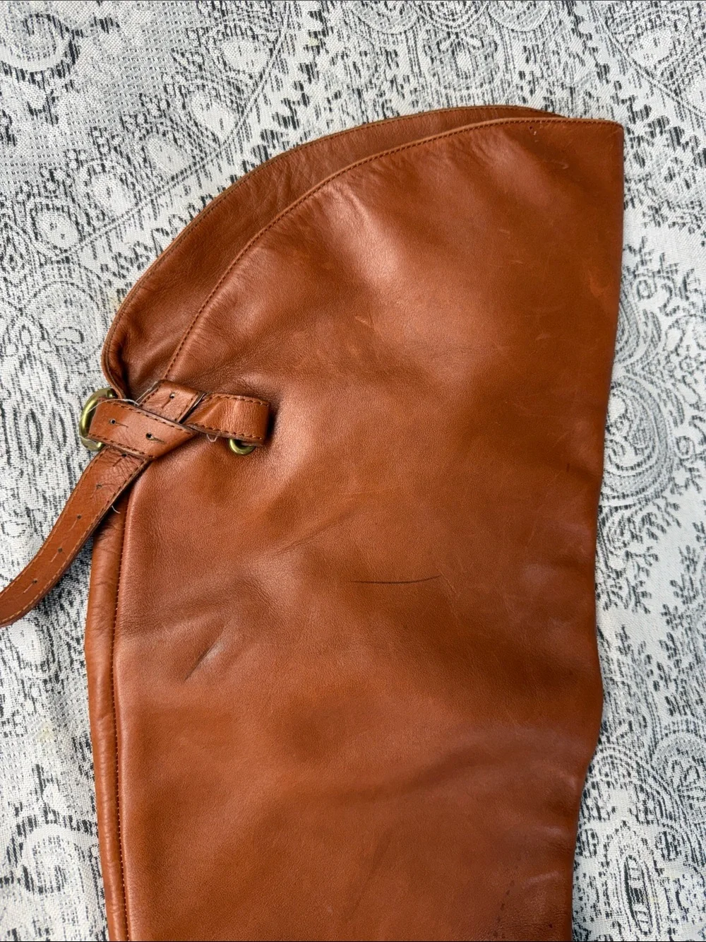 Women’s Tall Coach Leather Riding Boots - Cognac Brown - Size 8